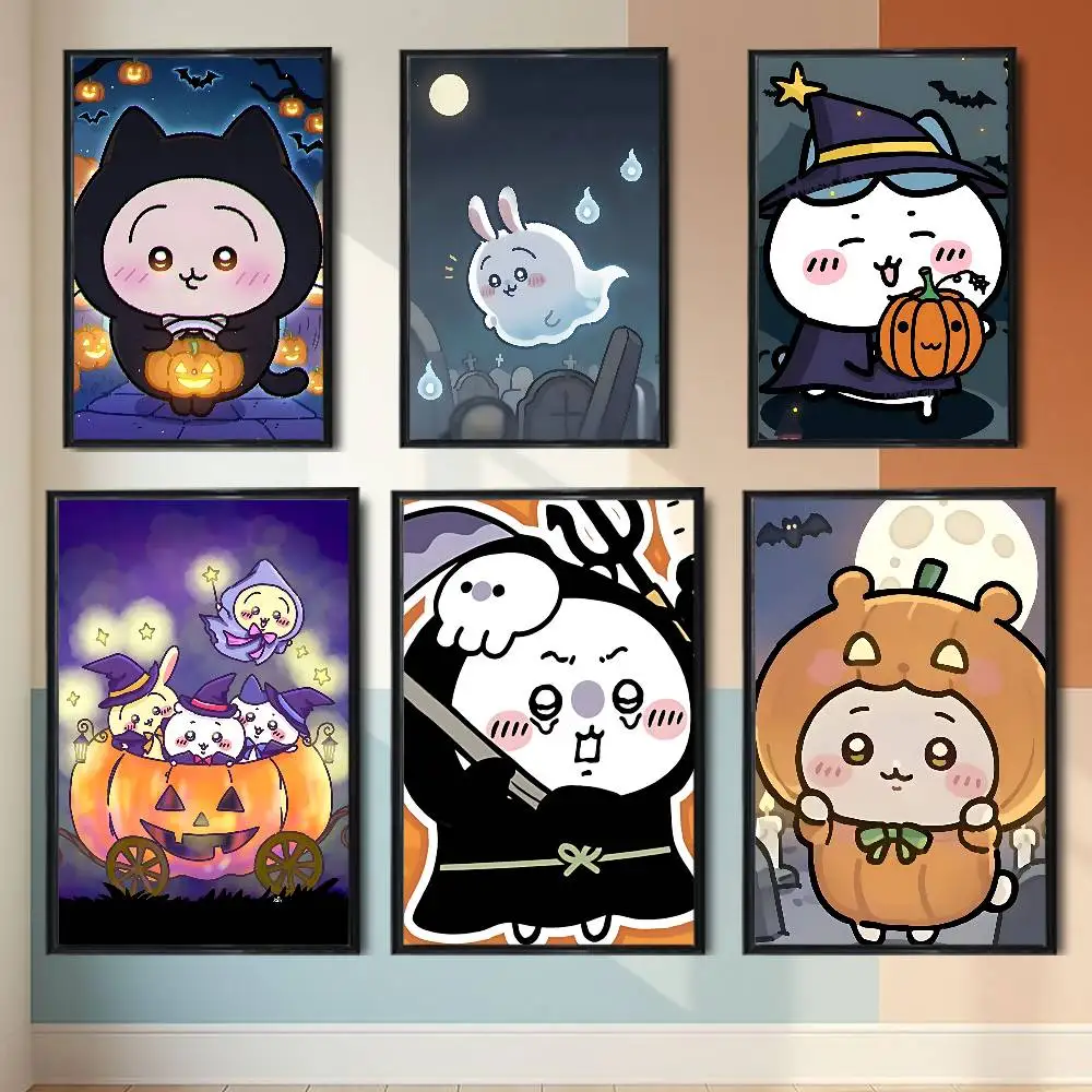 Cute Halloween rabbit hamster Wall Art Anime Canvas Painting Poster For Living Room Decoration Picture Home Decor