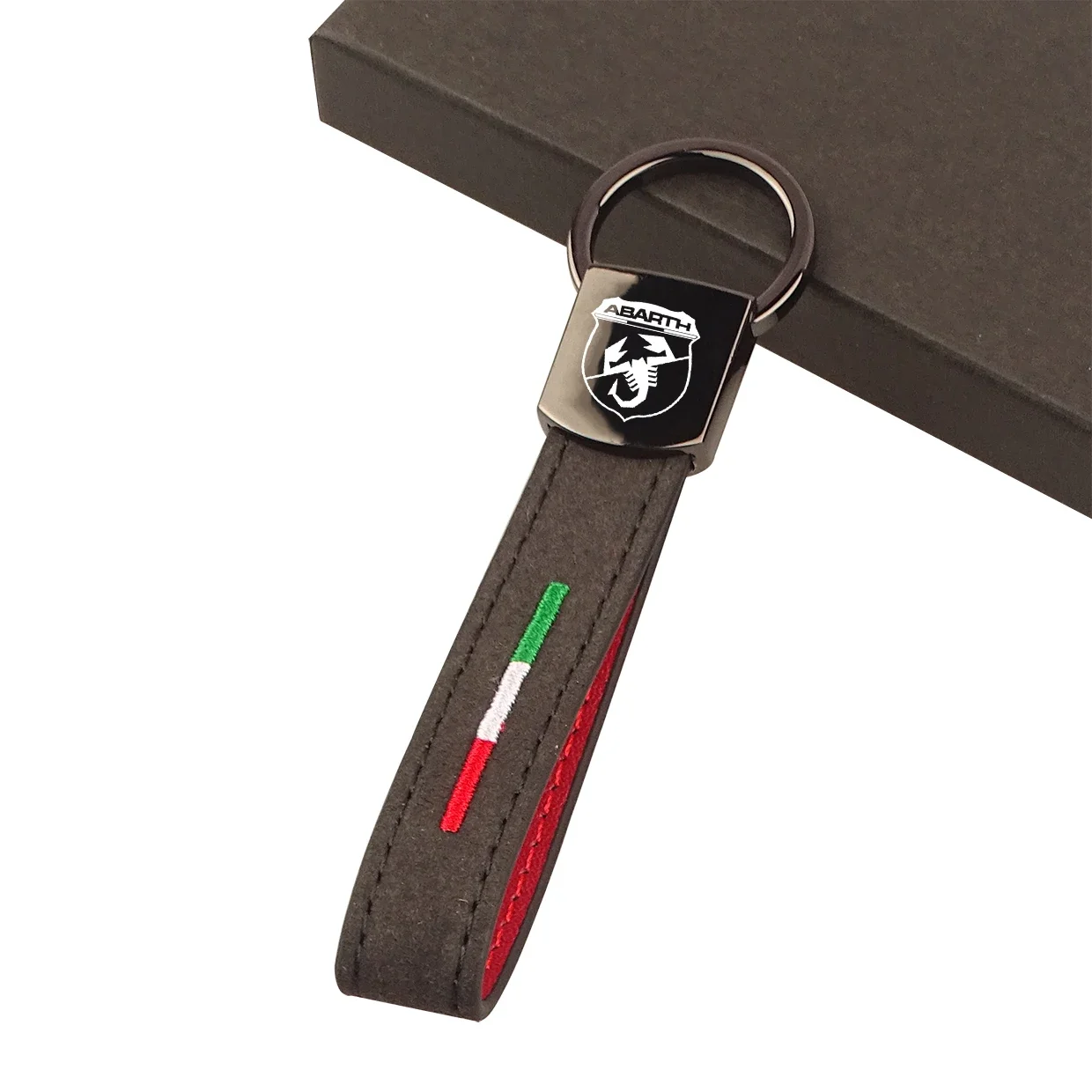 FOR Alcantara leather key chain Italian flag Car leather Keyring For Abarth 124 Spider 595 695 Punto Evo Pulse 500 500C 500e