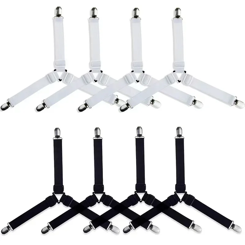 4-teiliger Bettlaken-Gurt, verstellbarer elastischer Verschluss, mit Metallclip, fester und befestigter Bettrahmen, einfach zu installierender Gurt für Matratzen – Detail 3