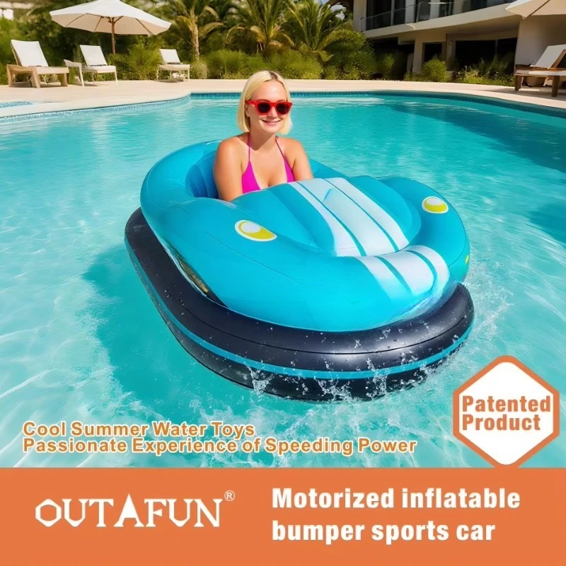 Electric Inflatable Water Float for One Person Motorized Rotating Bumper Boat Floater Pool Toy Summer Fun