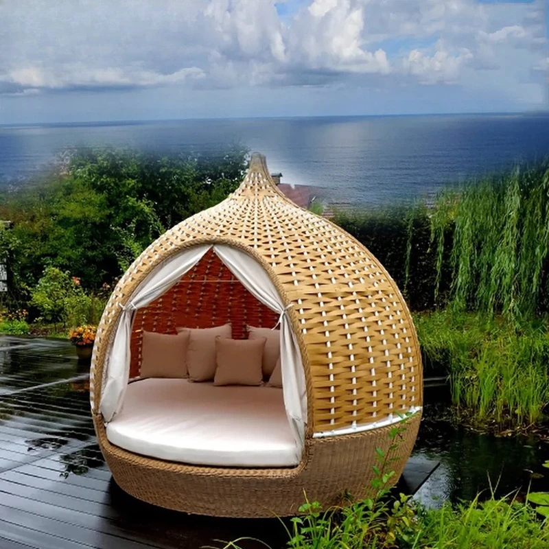 

Outdoor Balcony Bed Garden Rattan Hanging Bird's Nest Hanging Basket Hotel Homestay Resort Sofa Courtyard Sofa Lounger