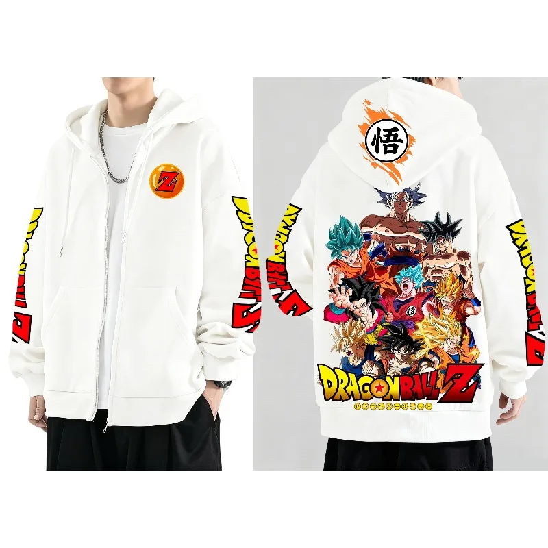 

Autumn Winter Men's Zip Hoodies Japanese Anime Dragon Ball Z Goku Graphics Sweatshirt Fashion Y2K Clothing Pure Cotton Pullover