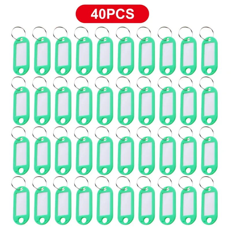 20/40 Pcs Plastic Key Tags Label Numbered Name Baggage Tag ID Label Name Tags With Split Ring For Baggage Key Chains Key Ring