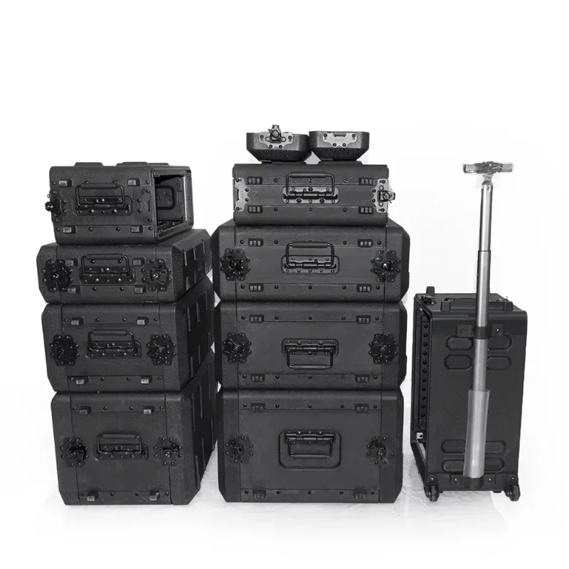 Depth 2U 6U 8U 12U 14U 16U PE 4U Plastic Flight Case Shockproof Server Case Rack Hard Plastic 16U Rack Flight Case With Wheels