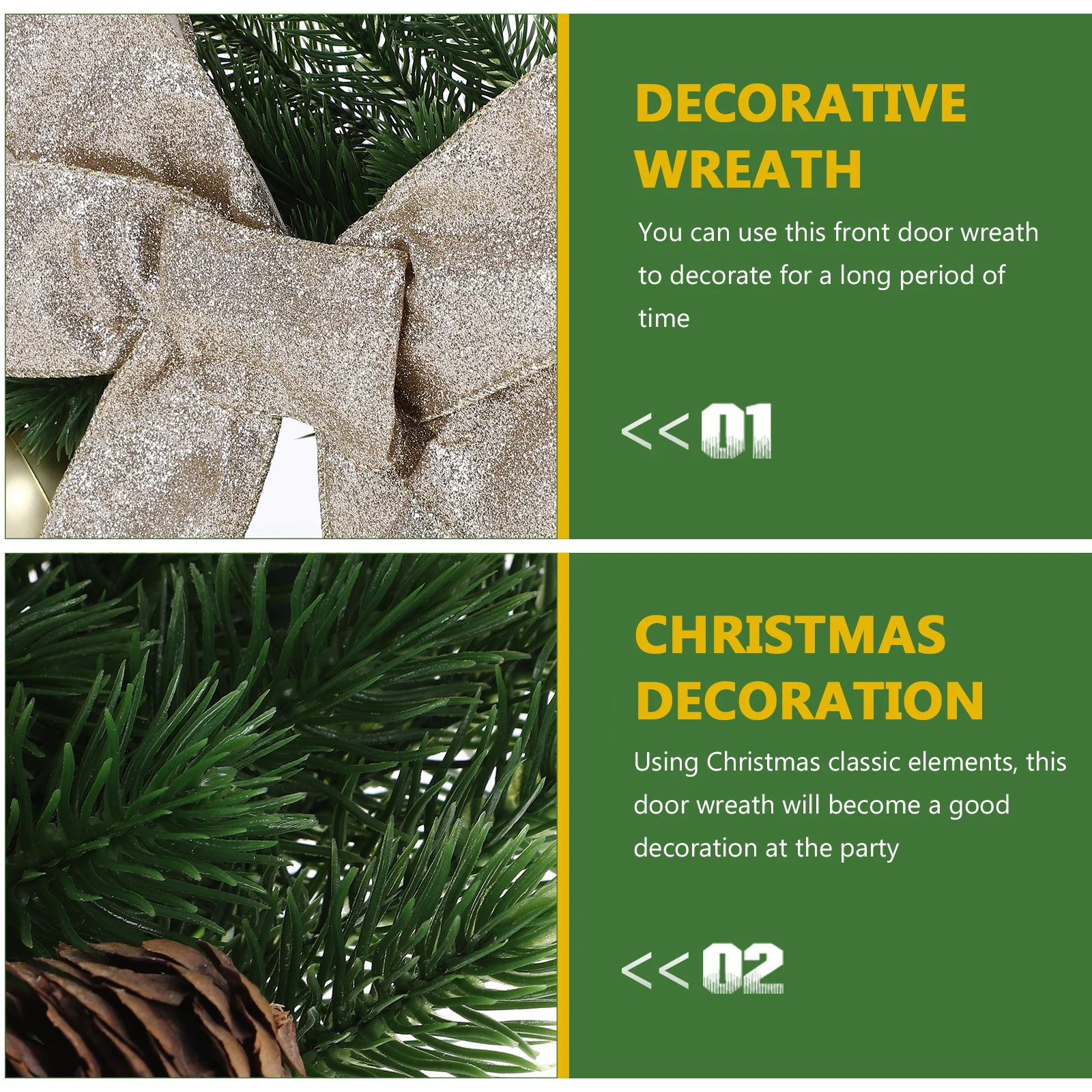 

Christmas Wreath Flower Bowknot Decorative Front Door Hanging Indoor Outdoor Festival Door Wreath Christmas Party Garland