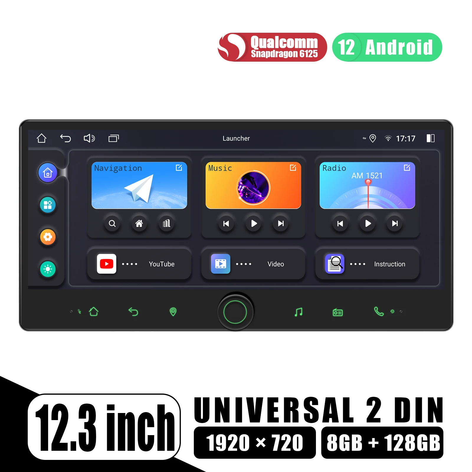 

Автомагнитола JOYING12.3, 2 Din, 2 Din, 8 + 128 ГБ, Android 12