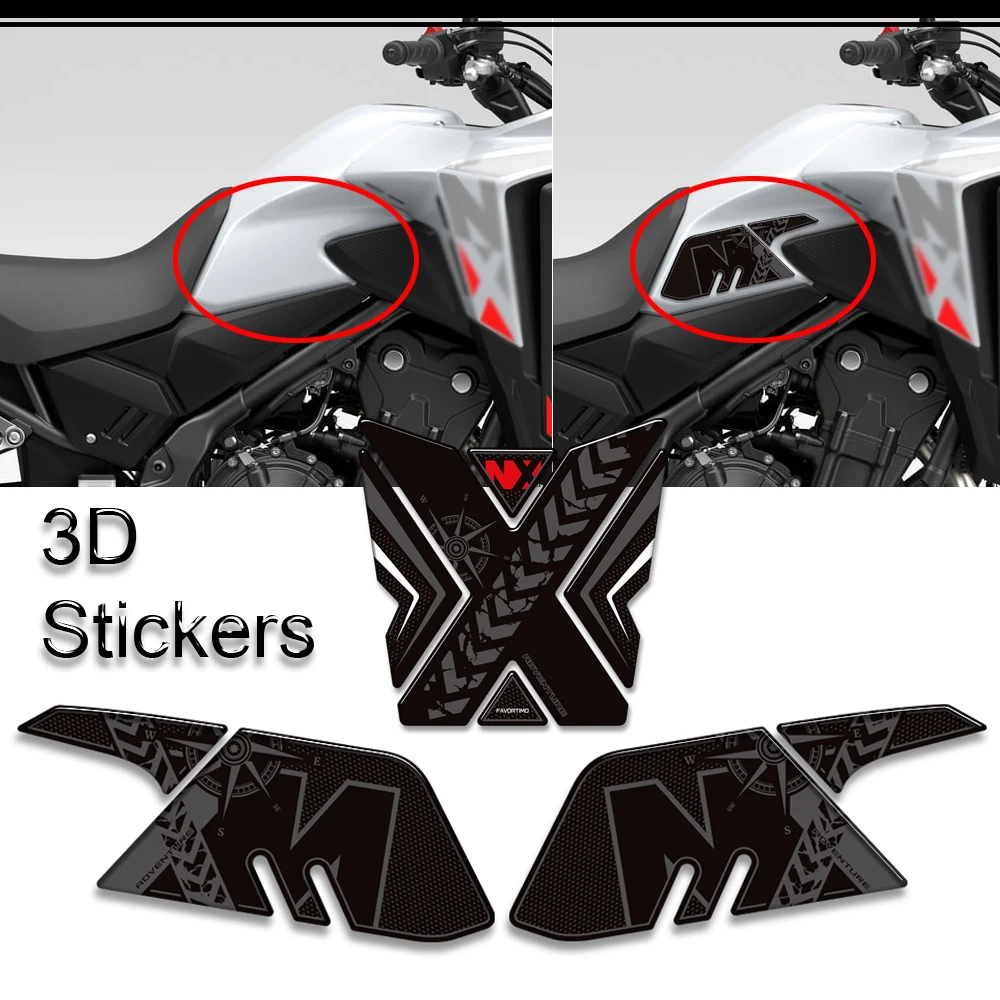 Motorcycle Protector Tank Pad Side Grips Gas Fuel Oil Kit Knee Stickers Decals For Honda NX400 NX500 NX 400 500 2024