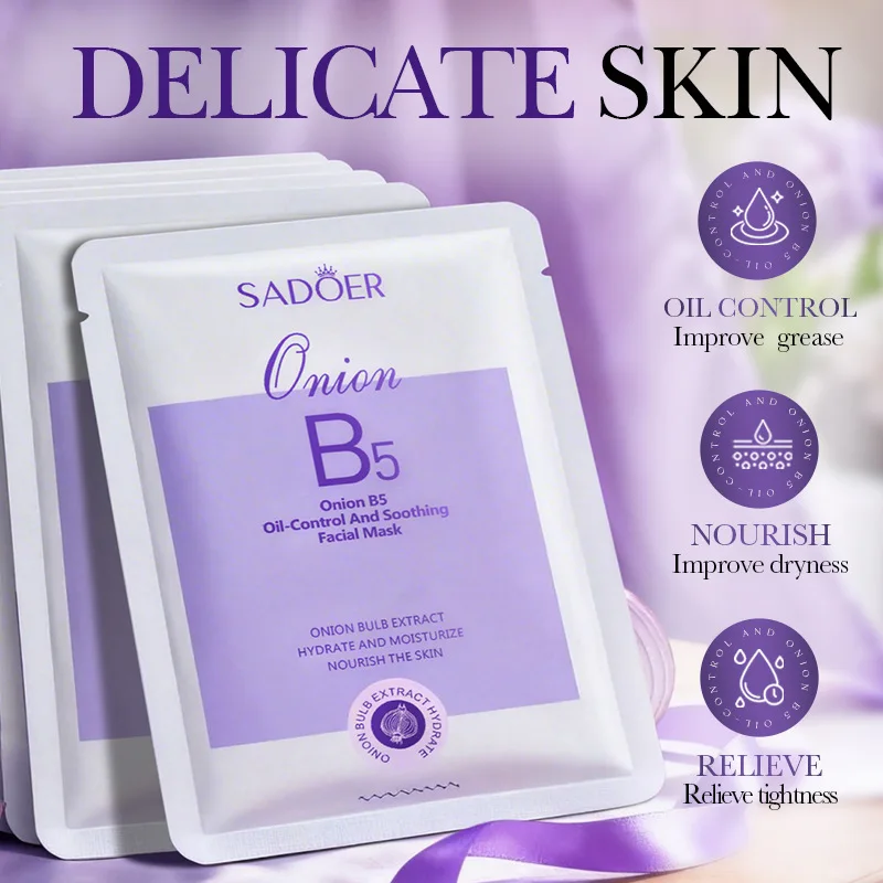SADOER Onion B5 Facial Masks Oil‑Control Soothing Hydrating Anti-aging Nourish Balance Moisture Gentle Face Sheet Mask Skin Care