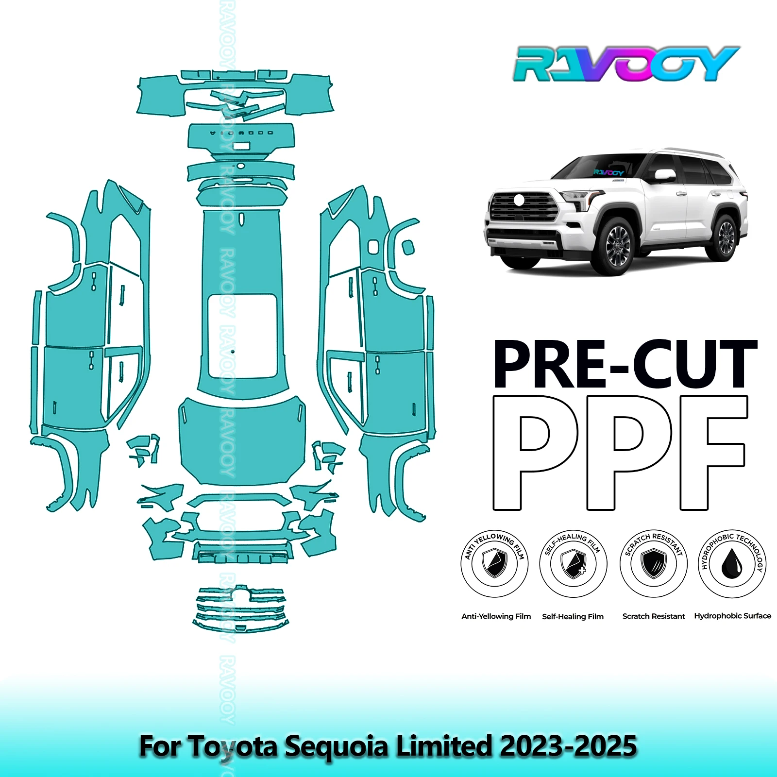 

Car Precut PPF Paint Protection Film Full Vehicle For Toyota Sequoia Limited 2023-2025