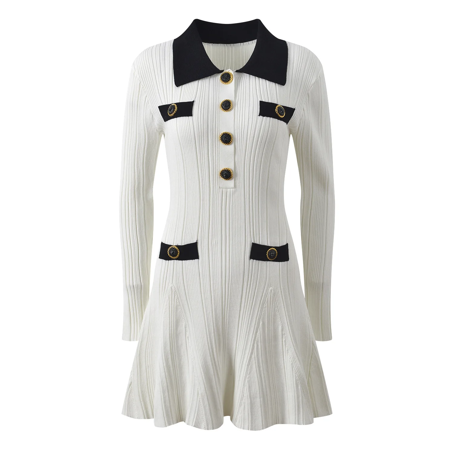 

Женское белое трикотажное платье с воротником, длинными рукавами, элегантное шикарное женское вечернее платье