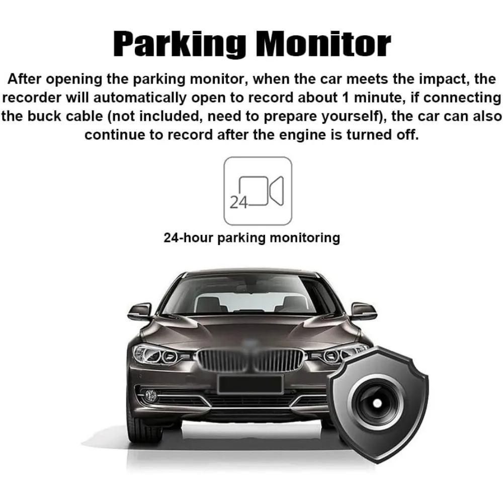 كاميرا داش للسيارات 1080P 170 °   كاميرا لوحة القيادة 2 في 1 بزاوية واسعة وموزعات للعلاج العطري، وكاميرا سيارة WDR مع V ليلي