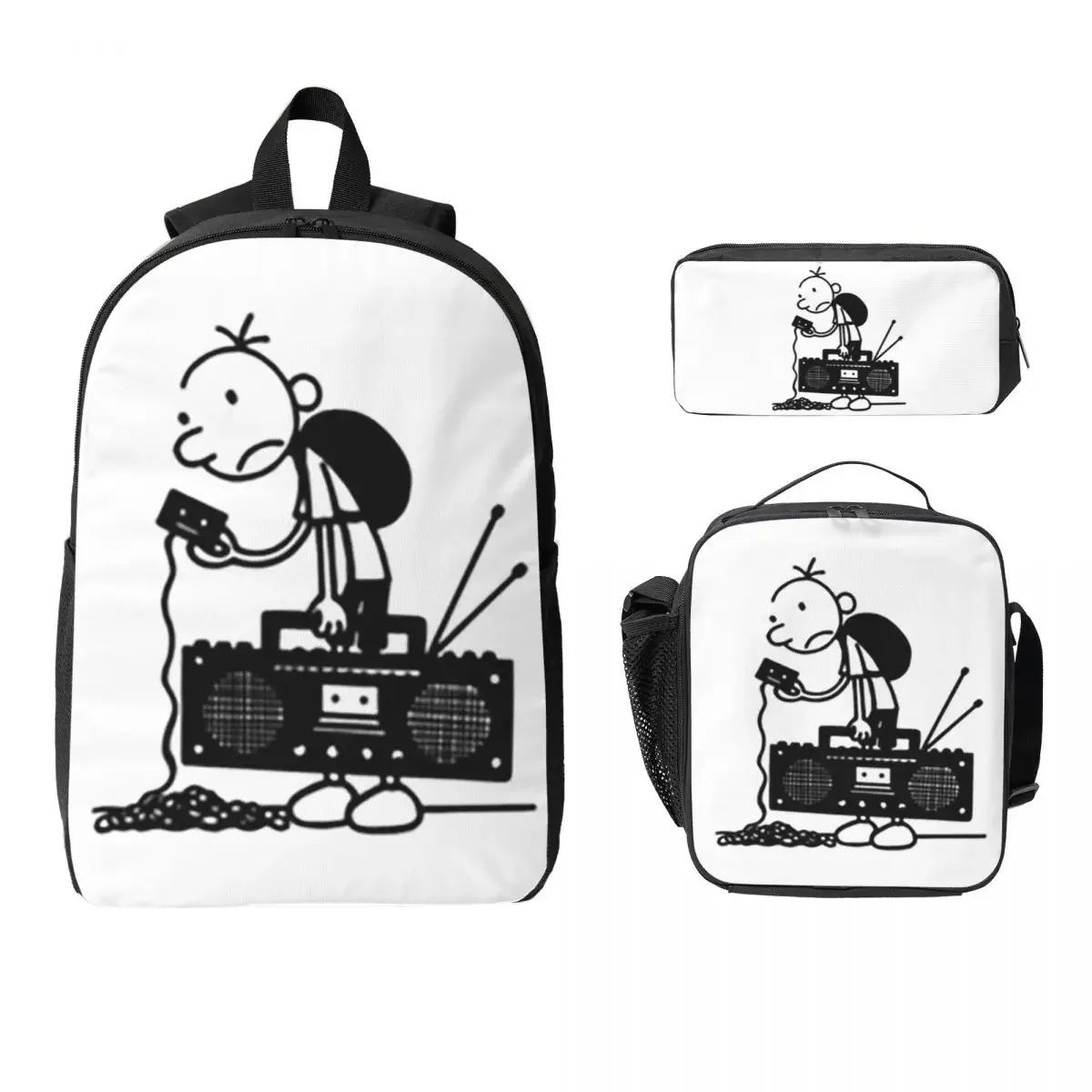 Diary Of A Wimpy Kid Old School BackpackBoys Girls BookBag School Bag Laptop Shoulder Bags 3ps Insulated Lunch Bag Pencil Case