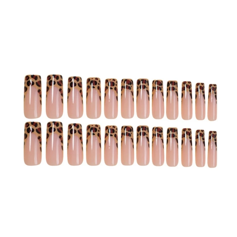 Leopard Print Press On Nails Long Coffin False Nails Full Cover on Nails Drop Shipping