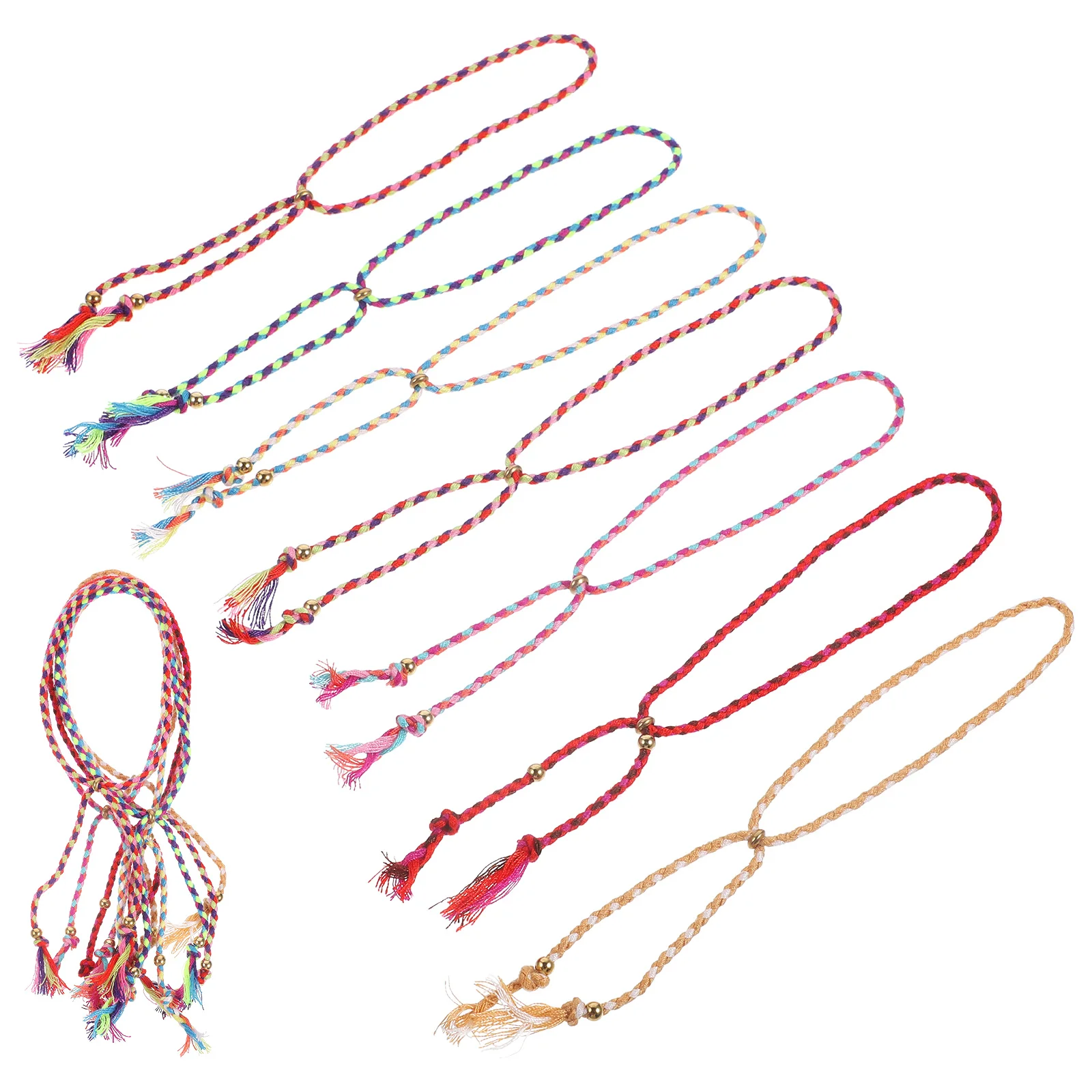 

28Pcs Handmade Braided Bracelet Copper Bead Tassel Adjustable String Bracelets for Men Women Cotton Rope Woven Friendship
