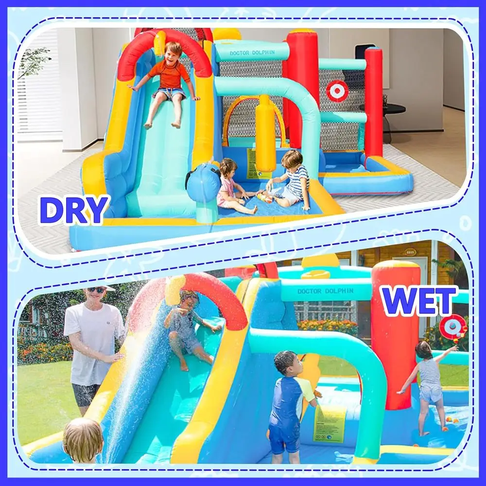 Scivoli d'acqua Iatable per bambini, casa per rimbalzo d'acqua, scivolo d'acqua per bambini gonfiabili per cortile, parco acquatico all'aperto per