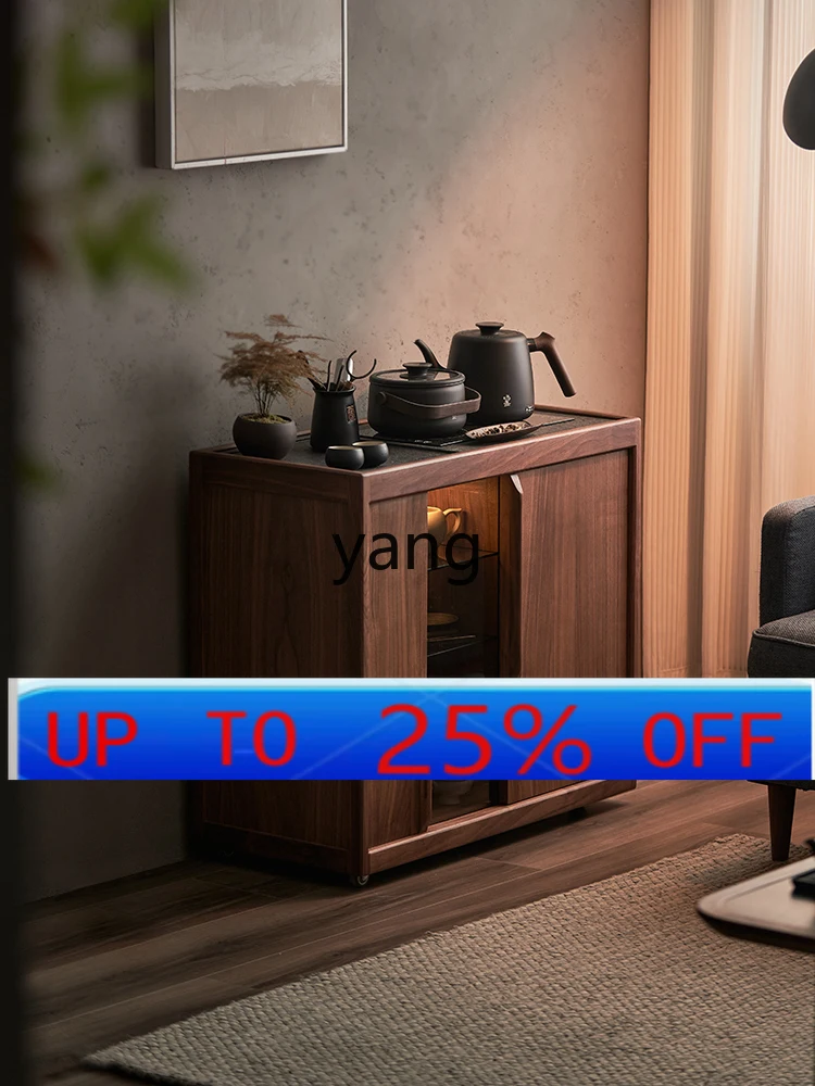 CXX new Chinese tea cabinet solid wood movable sofa side cabinet tea table