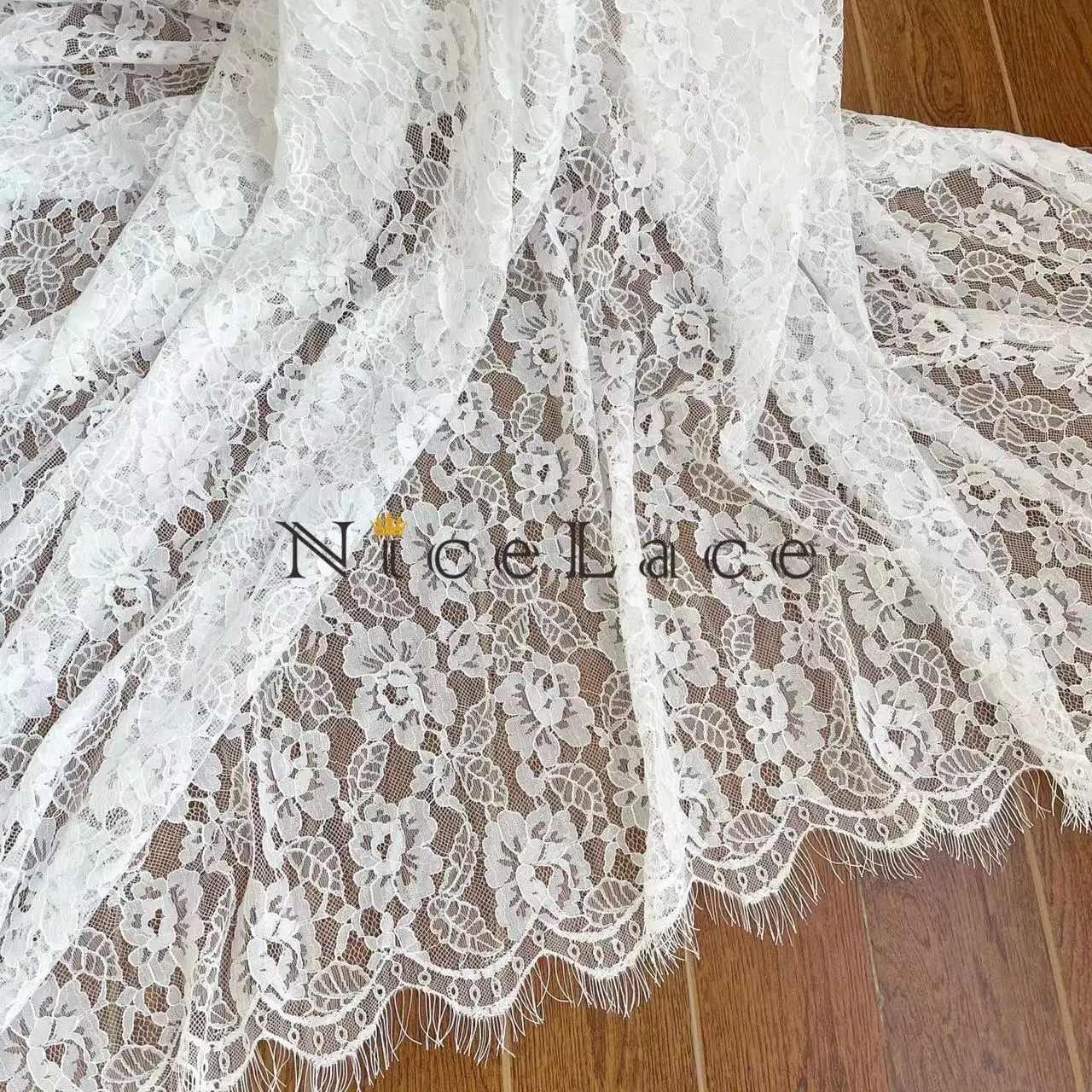 free shipping and wholesale price for Delicate French Lace Fabric Eyelashes For Bride Wedding Dresses Clothes DIY Handmade Thing