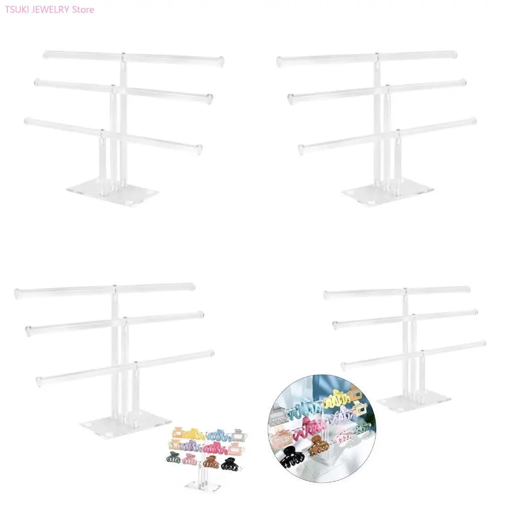 62KE Space Saving Jewelry Acrylic Hair Accessory Display Rack Clear Claw Clip Holder for Salons and Retailers