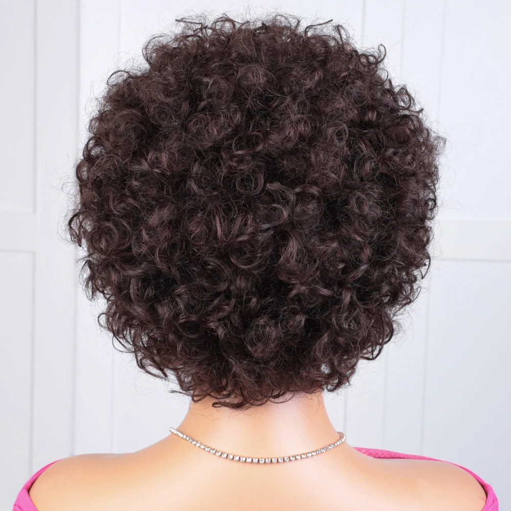 Großhandel kurze Pixie Perücke lockige Echthaar Perücken billig Afro lockige Perücke volle Maschine gemacht leimlose Echthaar Perücke für schwarze Frauen