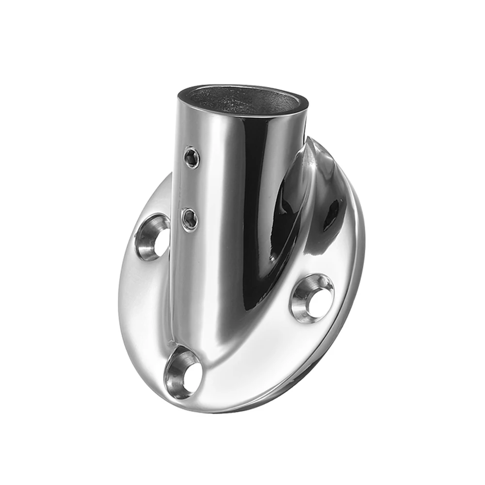 Boat 22/25mm 45° Mount Pipe Stanchion 316 Stainless Steel Round Pipe Base Handrail Fitting Stanchion Marine Hardware