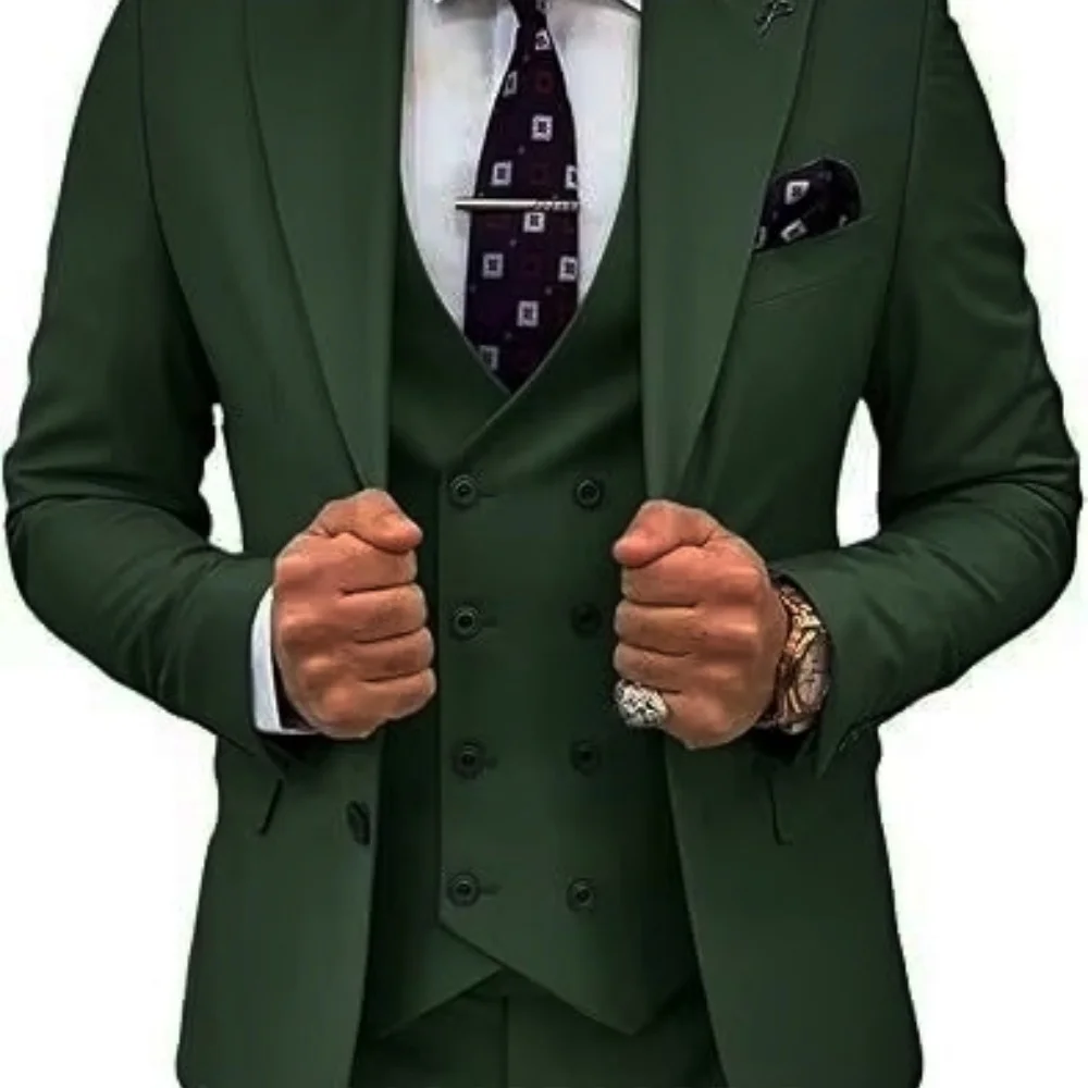 Elegant Roze 3-delig Heren Smoking Pak Met Piek Revers Blazer Vest En Broek Set Voor Bruiloft Business banket Bruidegom Kledij