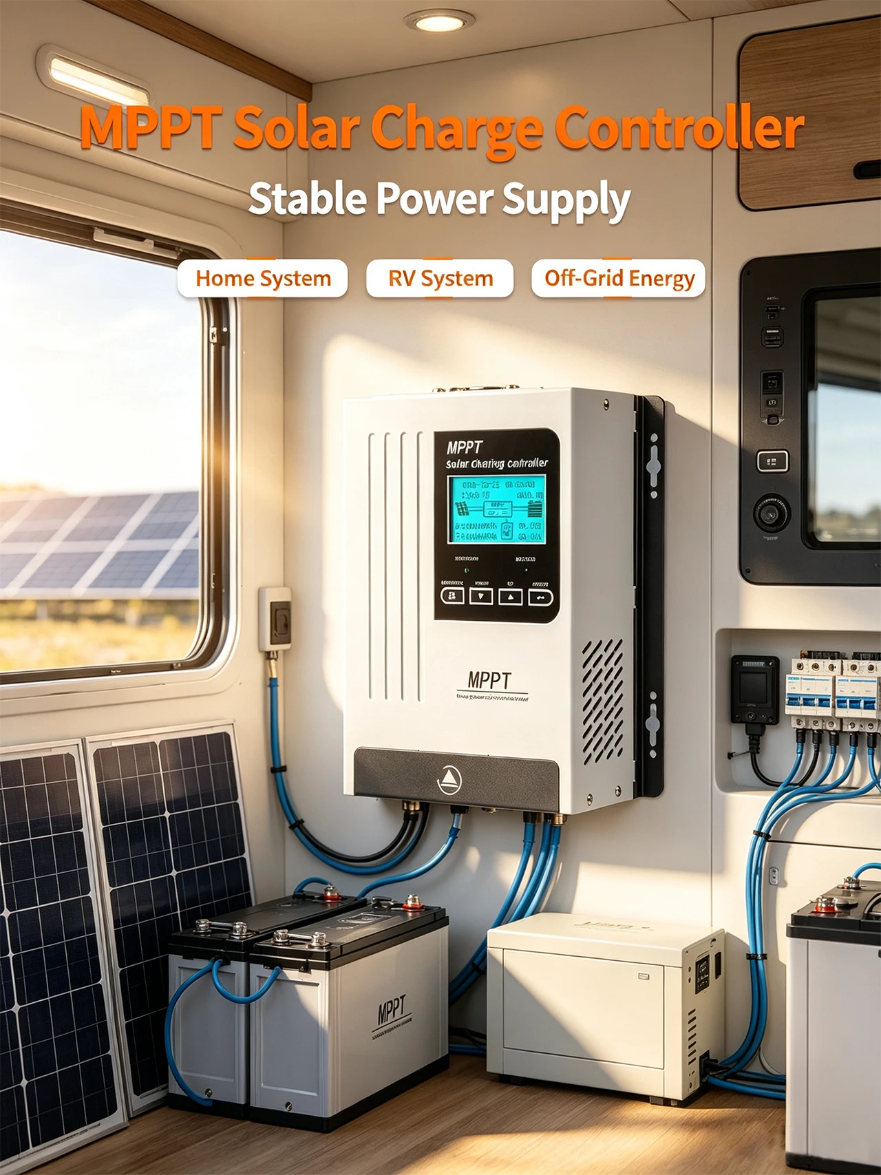 MPPT 60A   MPPT  12V 24V 48V for Solar Panels,  Smart Solar Charge Controller  MPPT LiFePO4 Lithium Battery, LCD Screen view 6