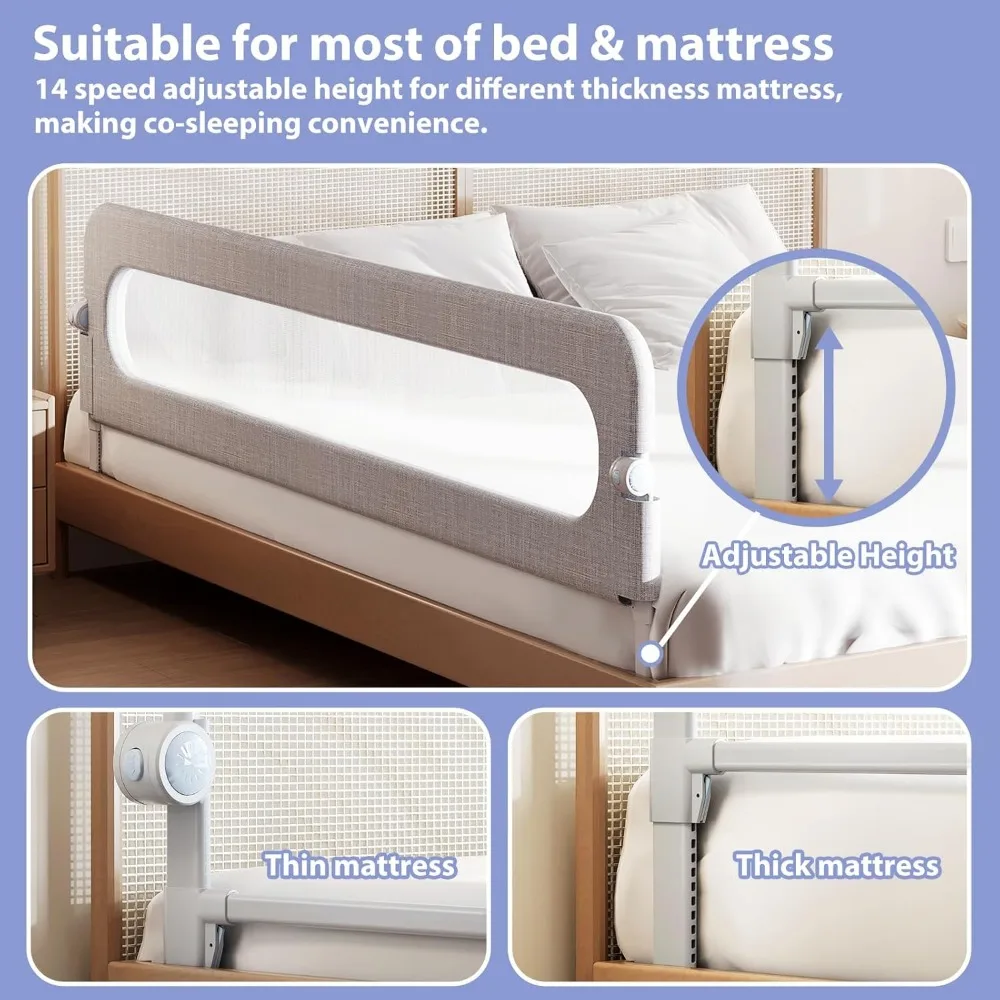 واقي قضبان سرير الأطفال للأطفال الصغار - حاجز سرير للأطفال الصغار من أجل Queen Full King Twin Crib Bunk مقاس قابل للتعديل بارتفاعًا وقابل للطي B