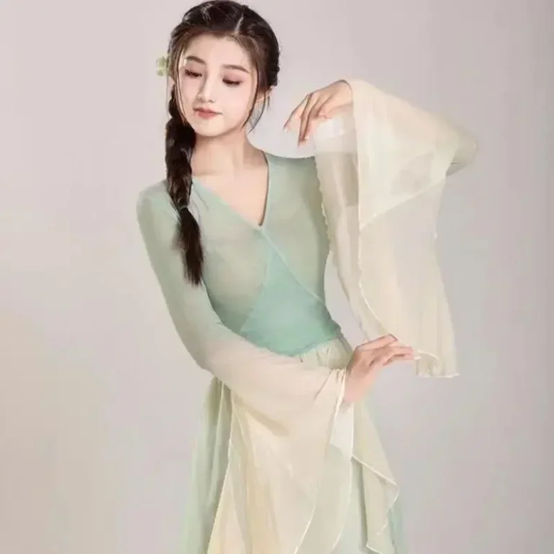 Classical dance costume fairy suit daily practice dress loose and flowing thin gauze Chinese dance performance costume