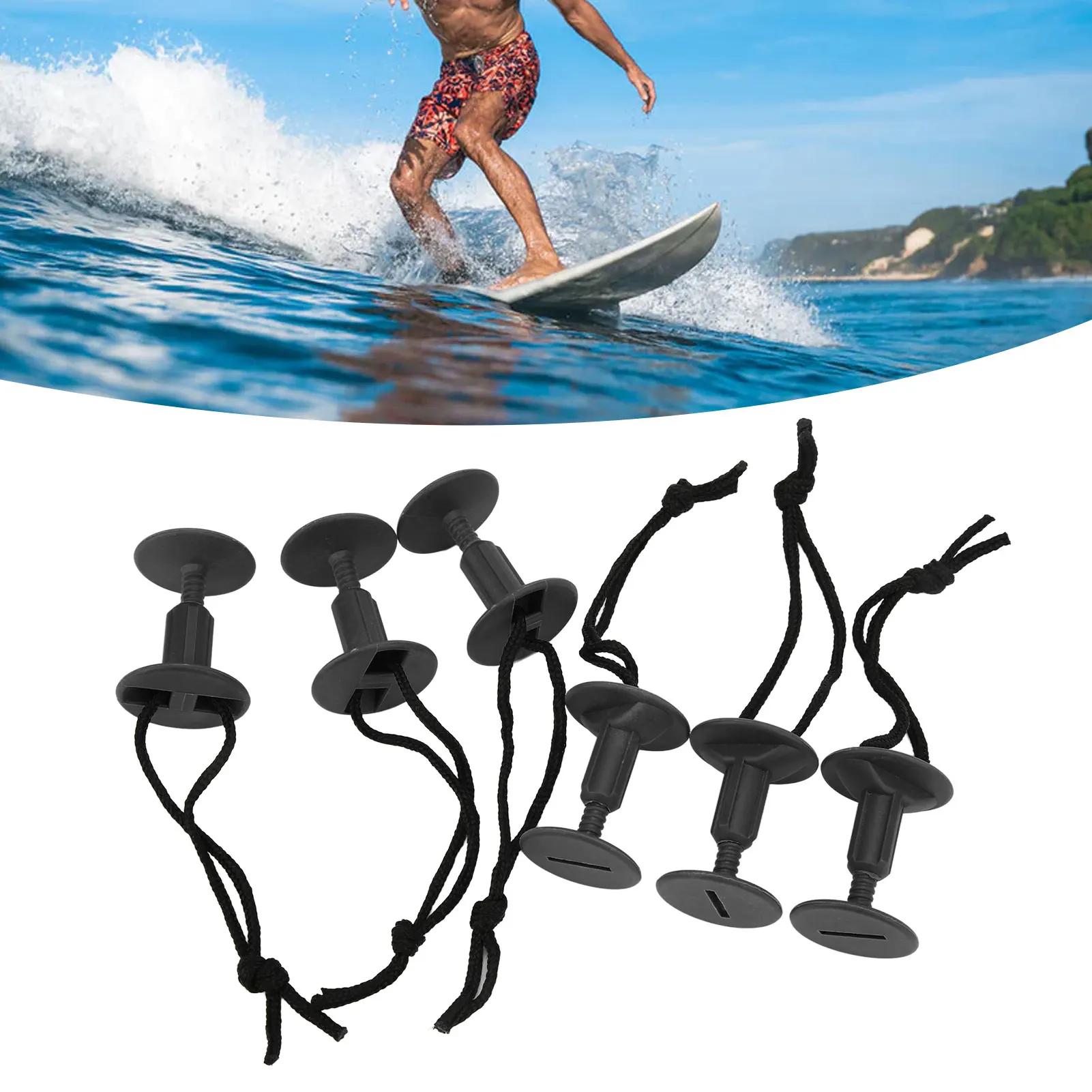 6Pcs Surf Board Leash Leg Rope Plug Nylon Plastic Surf Leash Plug Surfboard Accessory