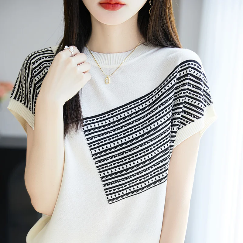 صيف جديد أزياء المرأة قصيرة الأكمام ليوسيل سترة المرأة فضفاضة ضئيلة تي شيرت