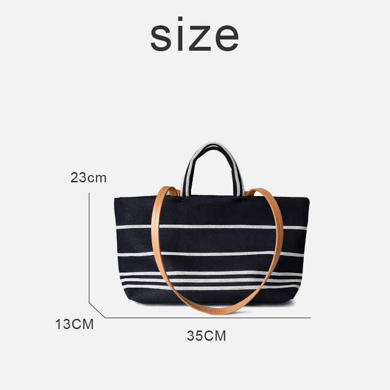 England Style Tote Bag For Women Luxury Designer Handbag Purse 2024 New In Canvas Striped Large Capacity Underarm Cloth Shoulder