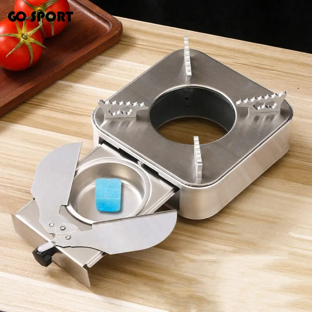 

Портативная квадратная спиртовая плита из нержавеющей стали, сверхлегкая горелка в стиле ящика, серебряная походная печь, походы на открытом воздухе