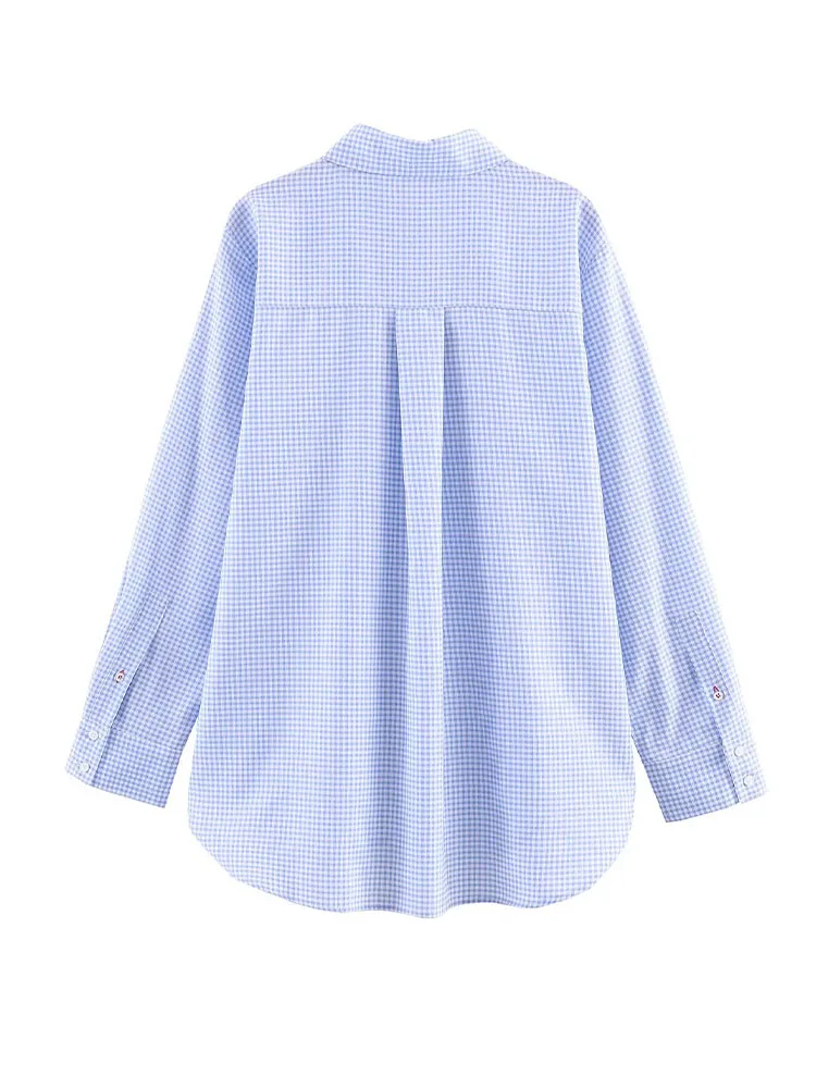

HH 2026 Women High Street Shirt Chic Single Breasted Long Sleeve Plaid Decoration Casual Top Female Fashion Loose Slim Top