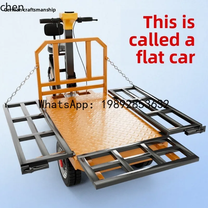 electric three-wheeled flat truck pulls bricks and goods