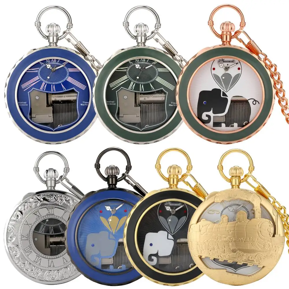 

Большой размер, винтажные классические музыкальные карманные часы с мелодией «Лебединое озеро», кварцевые часы с подвеской в стиле ретро, подарок для мужчин и женщин