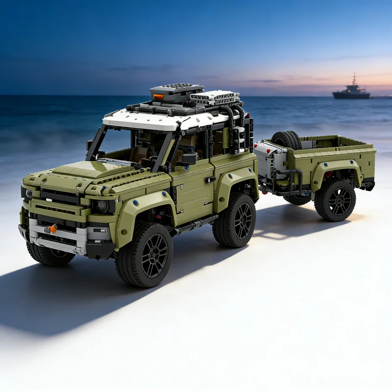 1001pcs MOC Technical Trailer Defender Model Building Blocks Christmas Gift Architecture Toy Collection Idea Brick Education