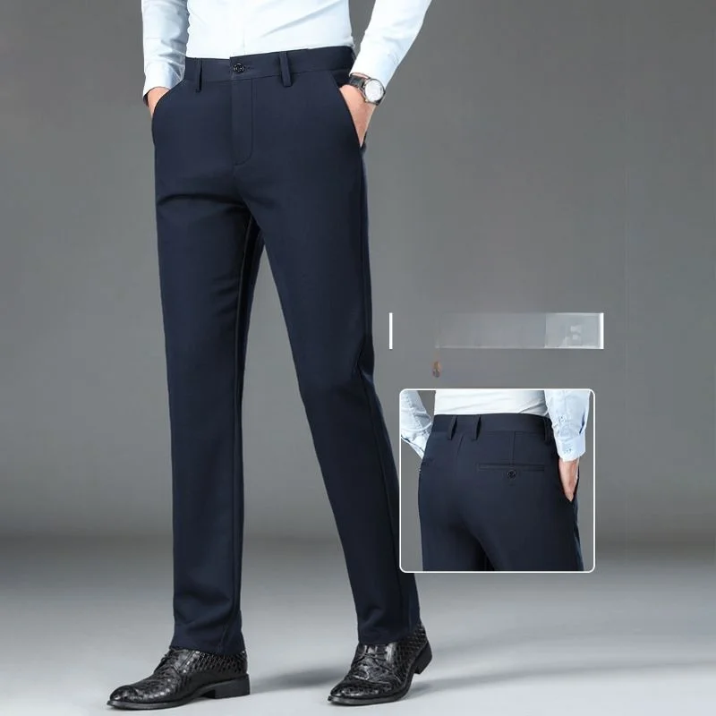 

Мужские повседневные утепленные брюки из смесового хлопка и полиэстера, стрейч, осенне-зимние, с защитой от катышков, зауженный крой, длинные