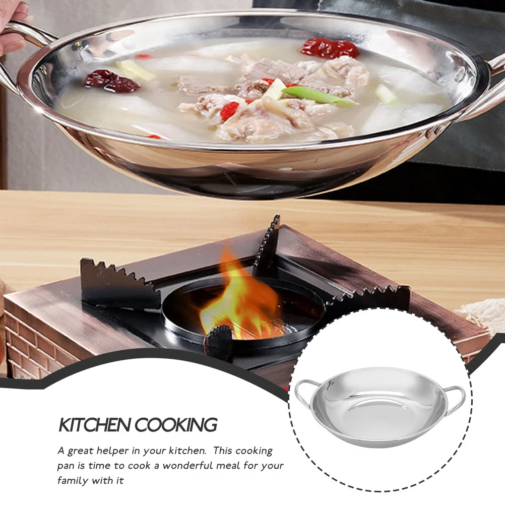 

Large Capacity Flat Bottom Pot Stainless Steel Double Handle For Home Kitchen Cooking Seafood Ramen Soup Camping Stock Pan