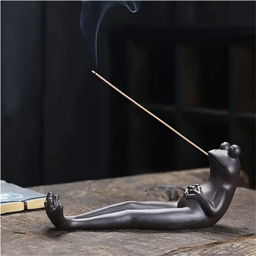 1pc Frog Incense Stick Holder - Ceramic Incense Burner Ash Catcher, Frog Aromatherapy Ornament For Yoga Meditation Spa Home Livi