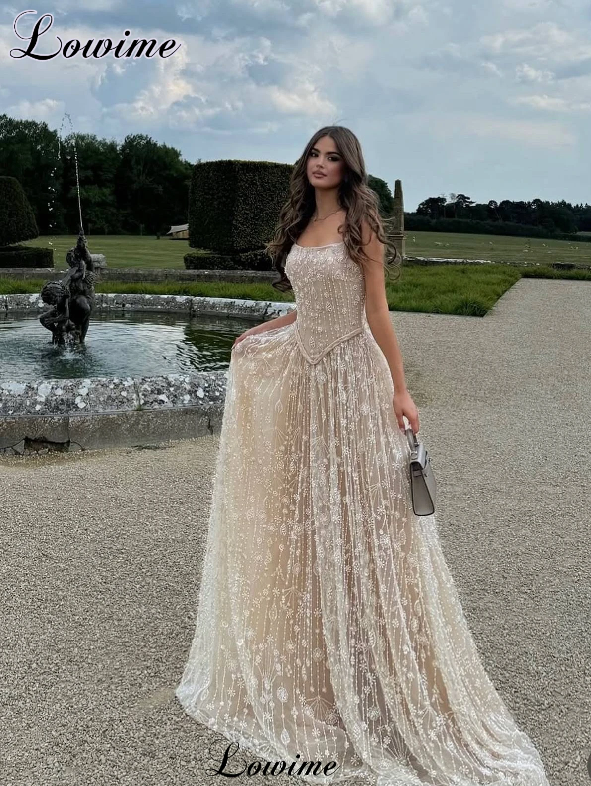 

Beige Elegant Evening Dresses A-Line Strapless Princess Prom Dresses For Women Celebrity Dresses Robes De Soirée Customized