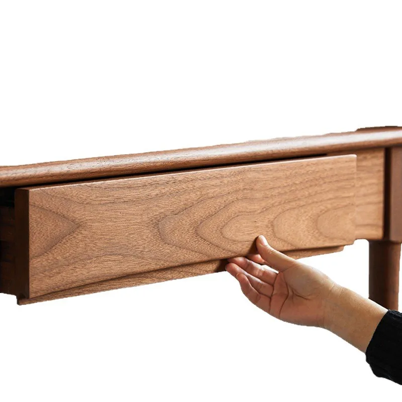 

Nordic black walnut solid wood dresser household small apartment modern simple bedroom retro white oak makeup table