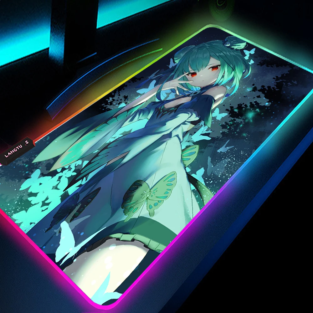 

Uruha Rushia Kawaii Mouse Pad Rgb Gaming Pc Hololive Cute Girl Anime Accessories Rug Extended Pad Table Mat Mousepad Company