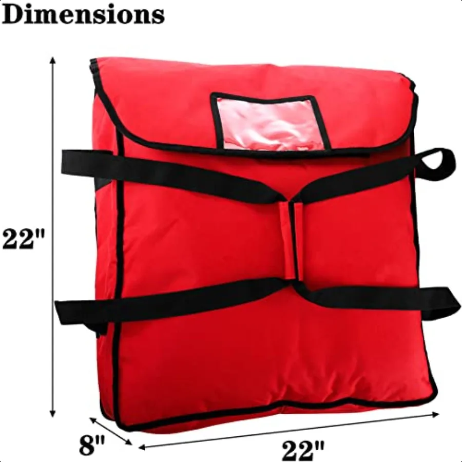 Bolsa Térmica Calentador de Pizza Bolsa Térmica para Entrega de Alimentos 22 x 22 x 8 Rojo