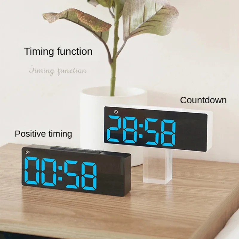 Digital Alarm Clock Temperature Date and Week Display Desktop Table Clock Electronic LED Alarm Clocks Brightness Adjustable