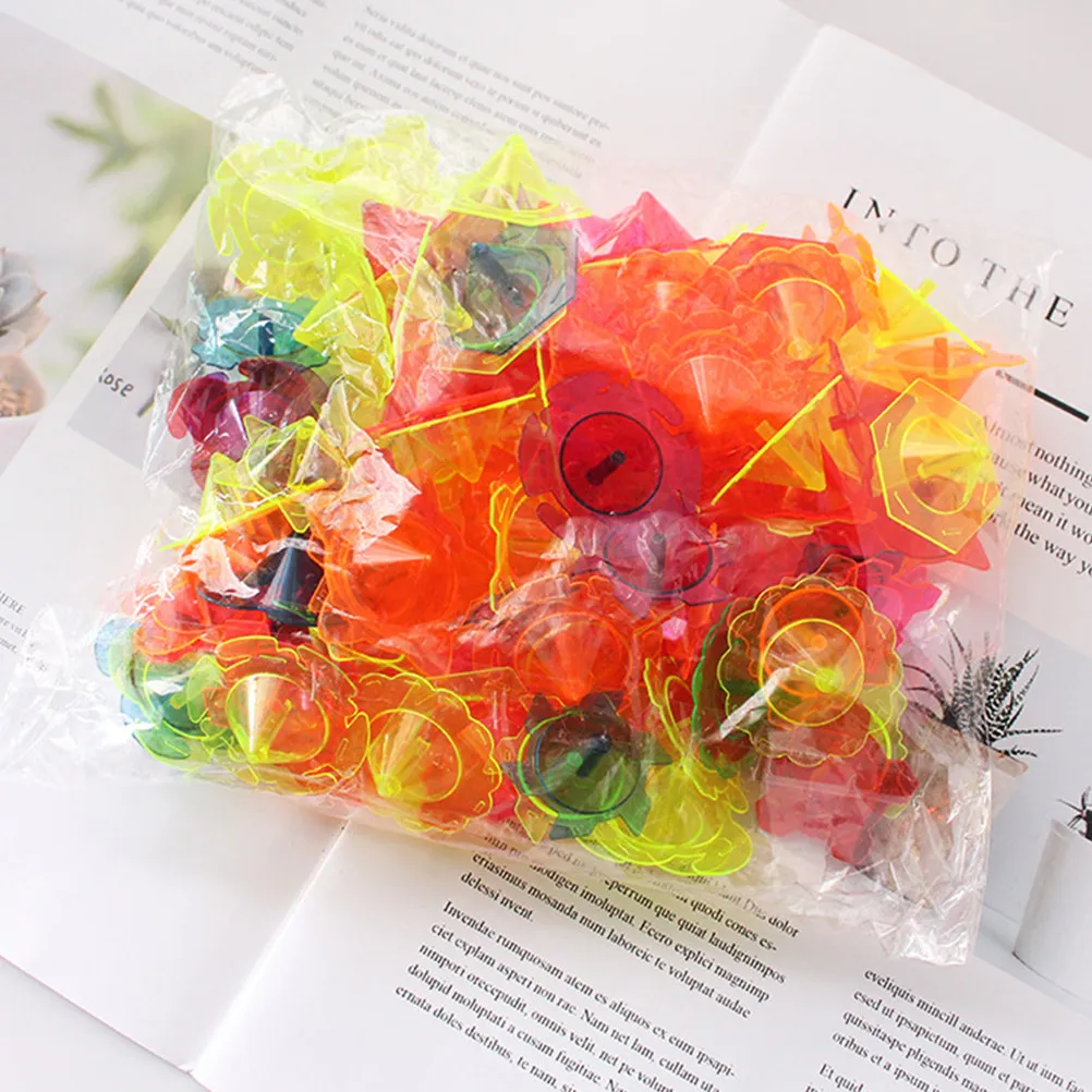 

100Pcs Plastic Spinning Tops Hand Twisting Fun Kids Children Kinesthetic Fine Motor Exercise Kids Toy Plastic Toy
