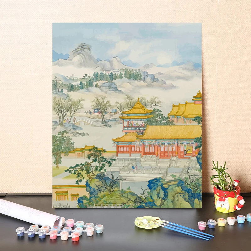 DIY Paint By Numbers  Chinese Landscape Painting Digital Oil Painting for Adult and Kids