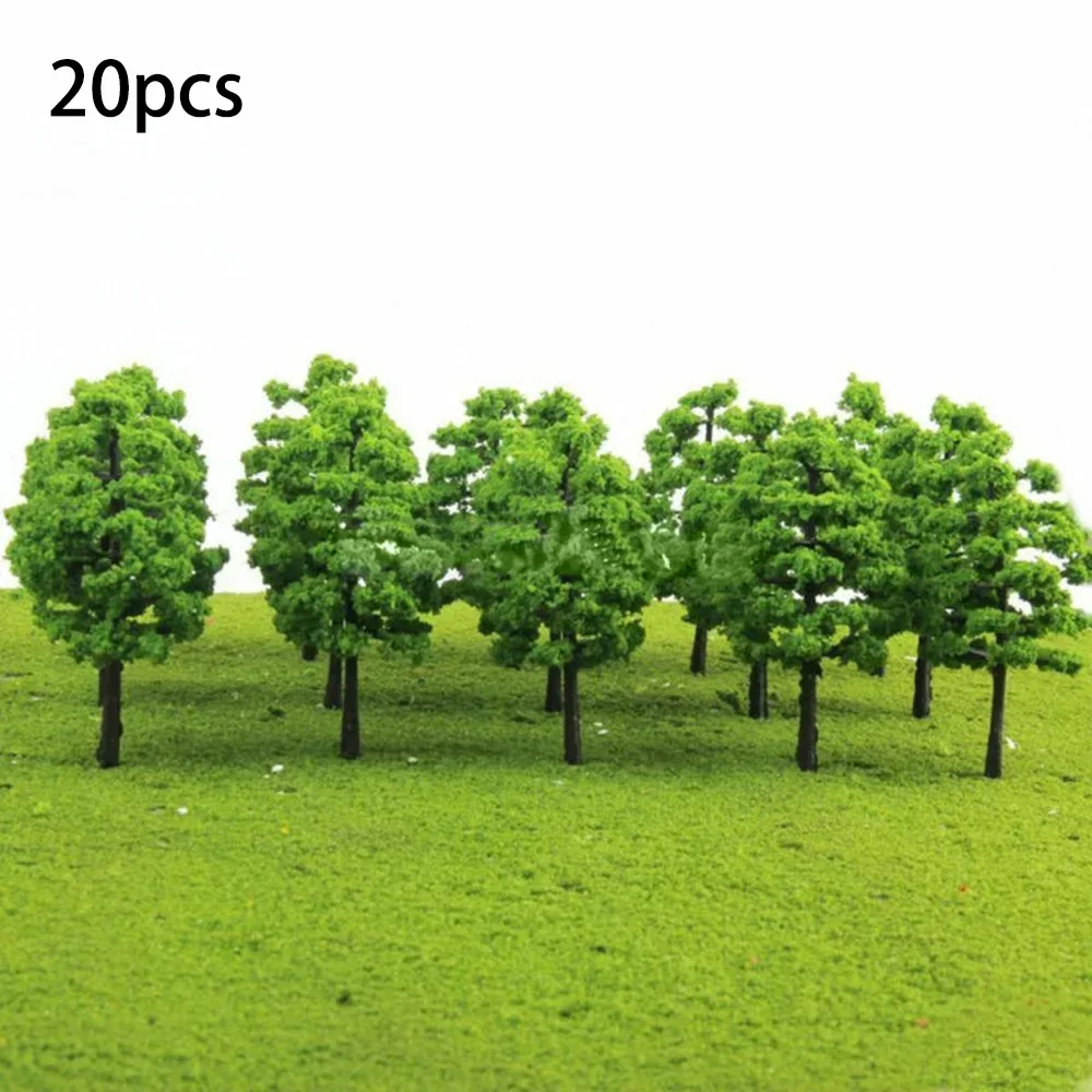 20Pcs Model Trees Train Railroad Micro Landscape Layout Diorama Scale Tree 7cm Decorate Building Model Roadway For Gift Set