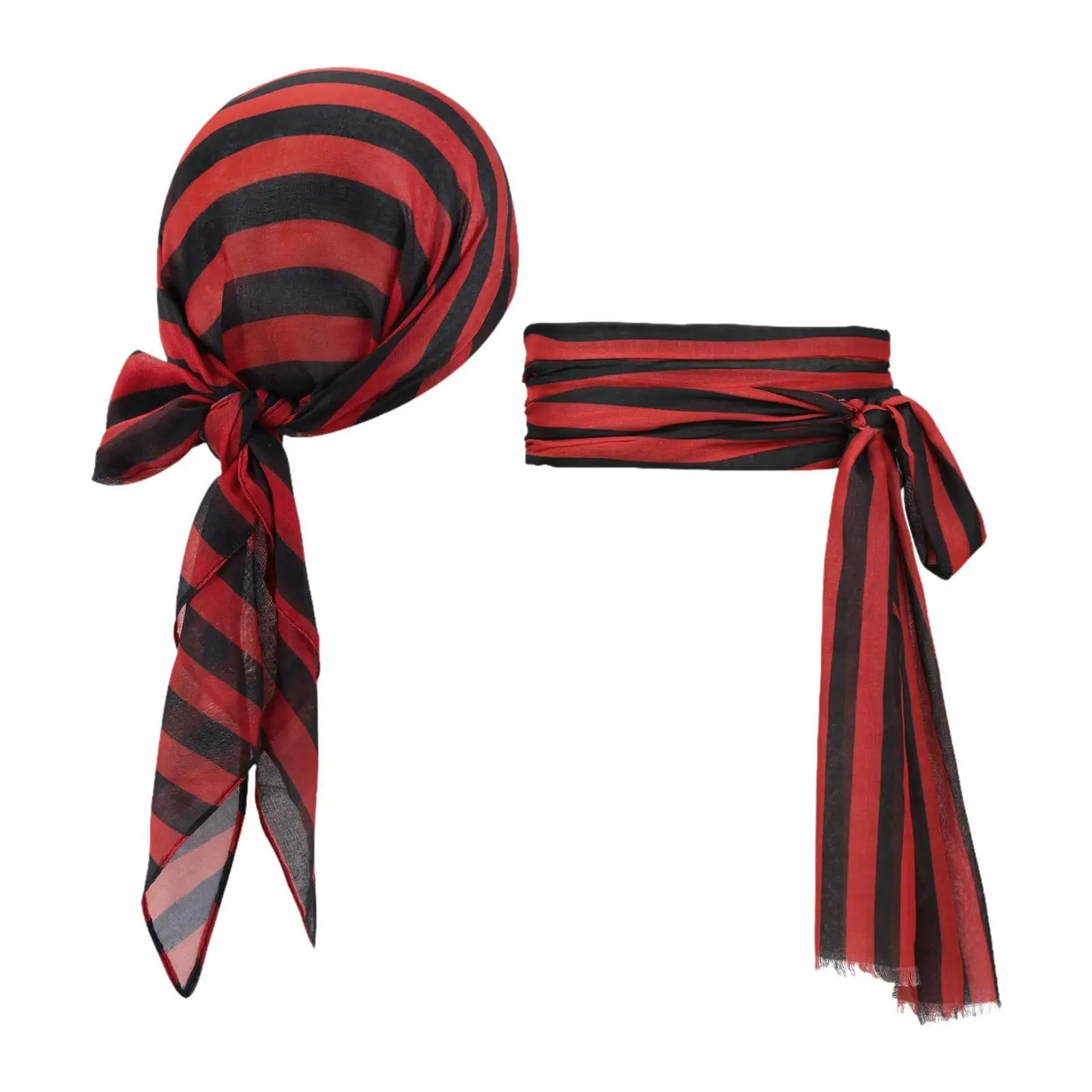 Pirate Costume Set Turban Sash Fancy Dress Decorative Decor Headwear for Party Stage Performance Birthday Men Role Playing