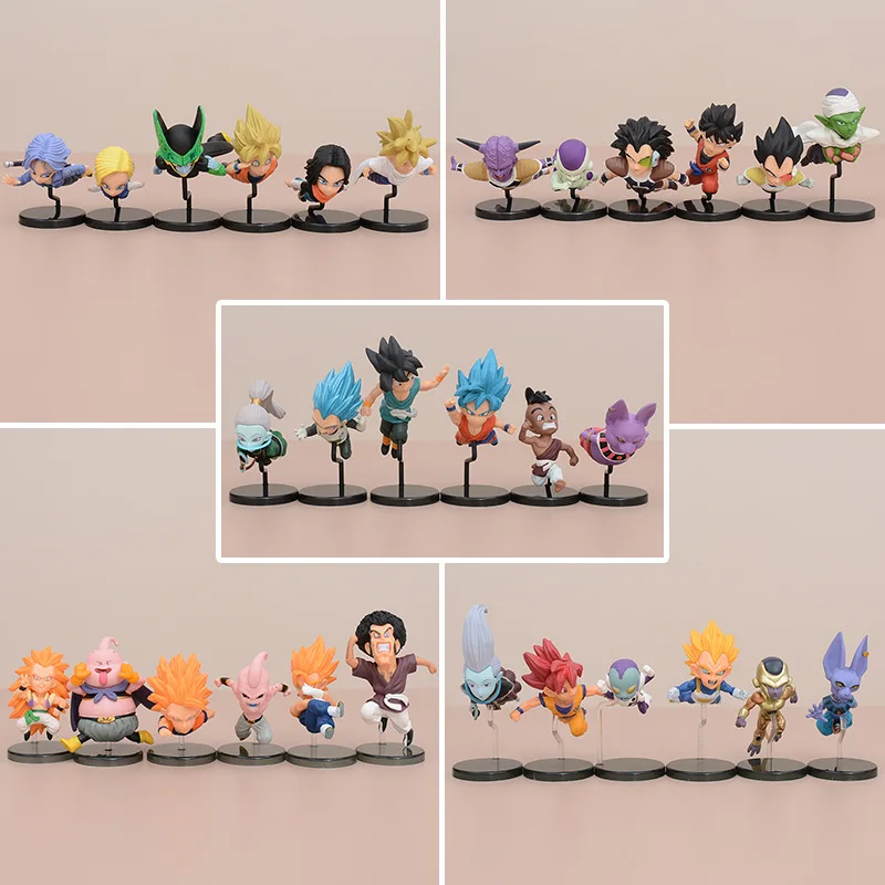 

Anime Dragon Ball Q Version Flight Goku Vegeta Frieza Trunks Super Saiyan Desktop Decoration Cartoon Figure Model Toy Gift