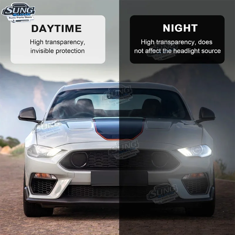 For Ford Mustang Mach 2022-2023 TPU Pre Cut Sticker Pre Cutting Transparent Clear Headlight Rearview Car Protection Car Film